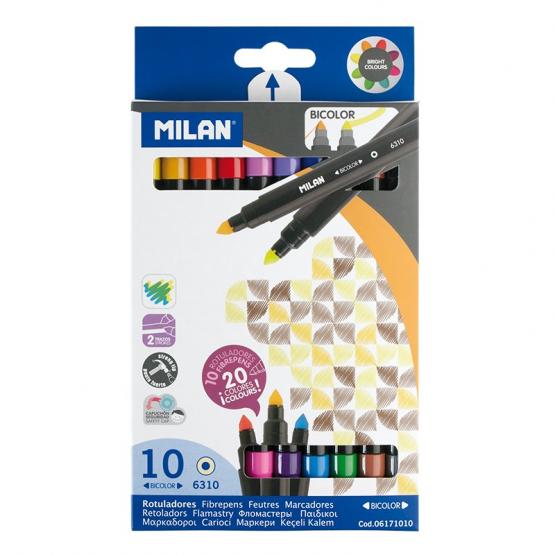 MILAN flamastry BICOLOR dwustronne [10 sztuk- 20 kolorów]