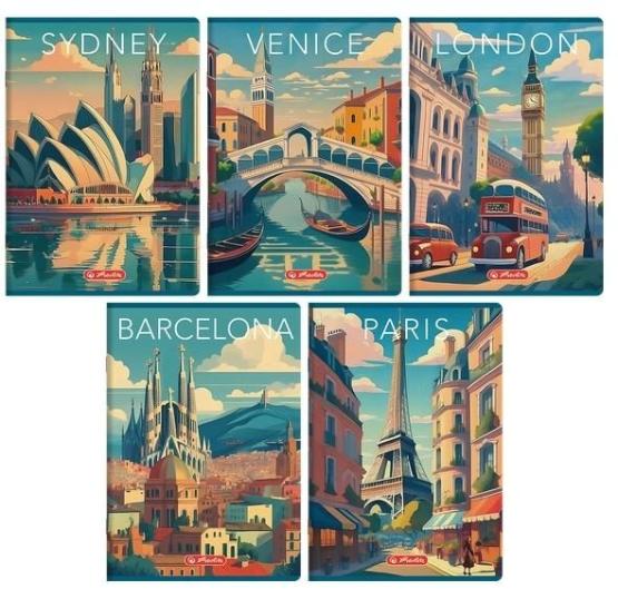 Zeszyt A5 60 kartek kratka HERLITZ Retro City