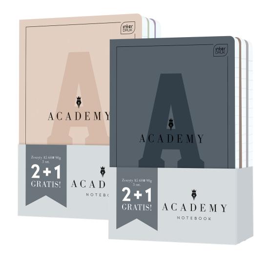 Zeszyt A5 60 kartek w linię INTERDRUK ACADEMY 2+1 GRATIS!