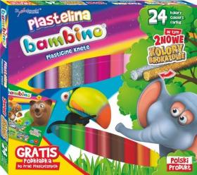 BAMBINO plastelina 24 kolory (2 kolory brokatowe) podkładka GRATIS