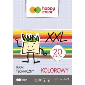 HAPPY COLOR blok A4 techniczny kolorowy 20 kolorów [170g]