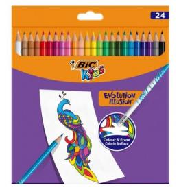 BIC kredki EVOLUTION ILLUSION z gumką [24 kolory]