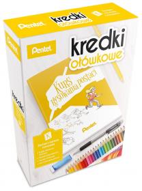 PENTEL kredki ołówkowe [24 kolory] z kursem rysowania postaci