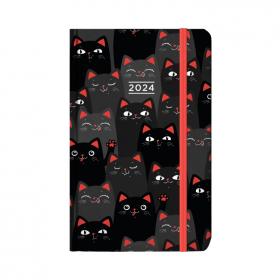 ALBI kalendarz kieszonkowy DIK z gumką czarne koty