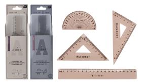 INTERDRUK zestaw geometryczny ACADEMY w płaskim, plastikowym etui, linijka 20 cm